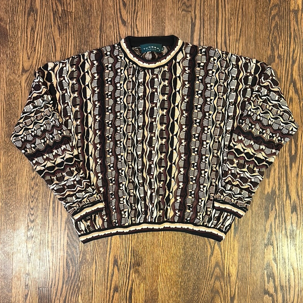 Vintage 90s tundra 3-D knit Coogi style Sweater